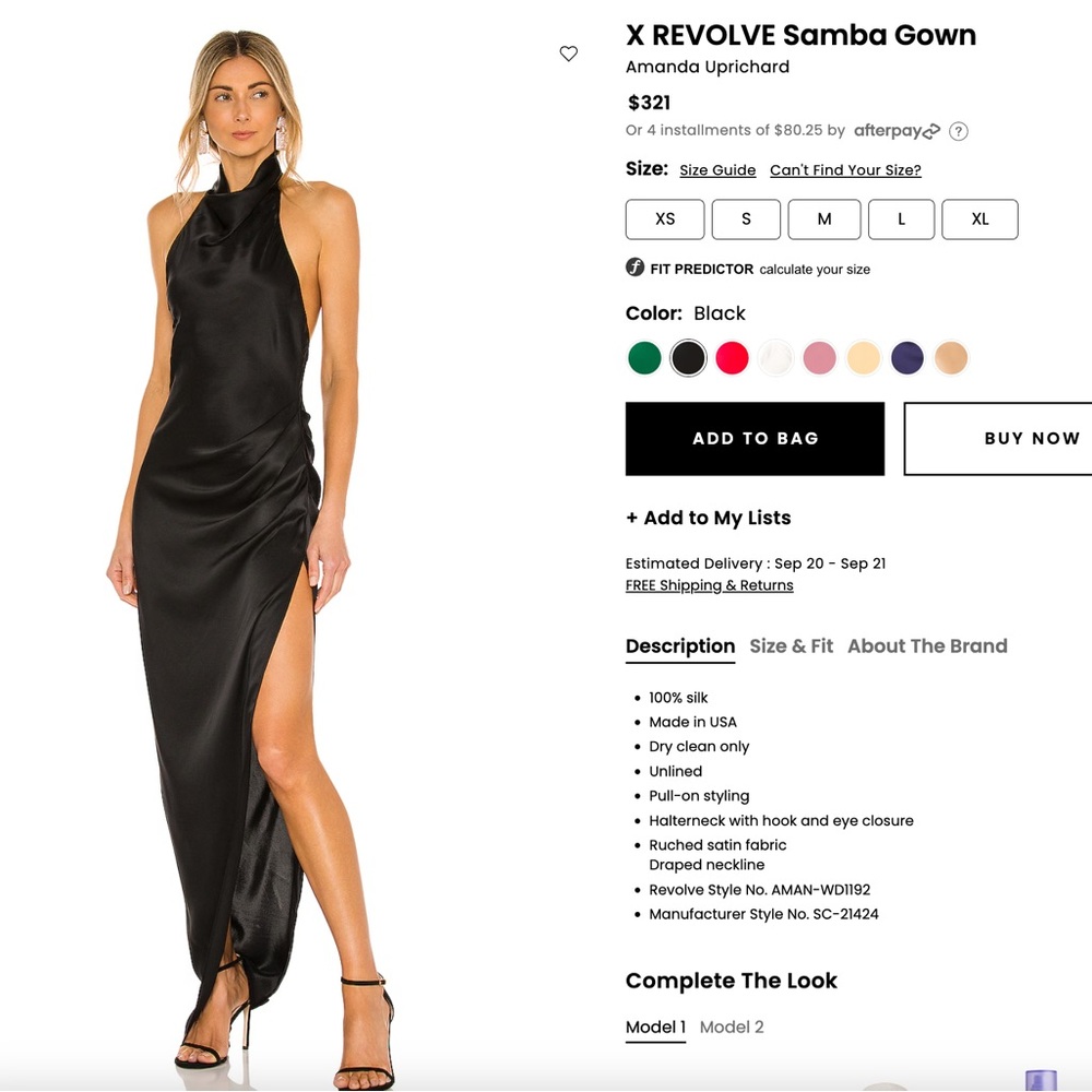 Black Silk Dress Amanda Uprichard x Revolve